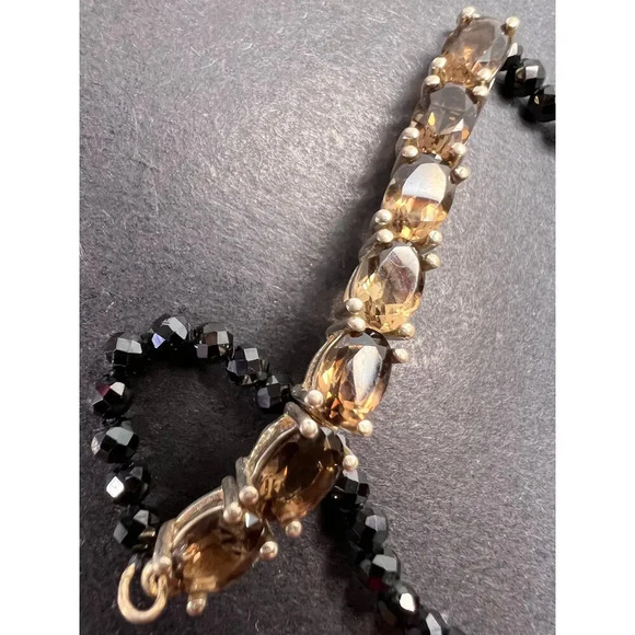 Smoky quartz and black spinel bracelet with sterling clasp - Picture 10 of 11